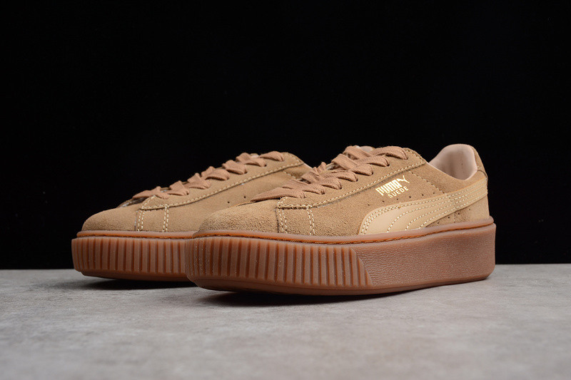 Puma Shoes 03 PUMA Basket Suede Platform Oatmeal Gum Beige Gold 363559 puma AljadidShops